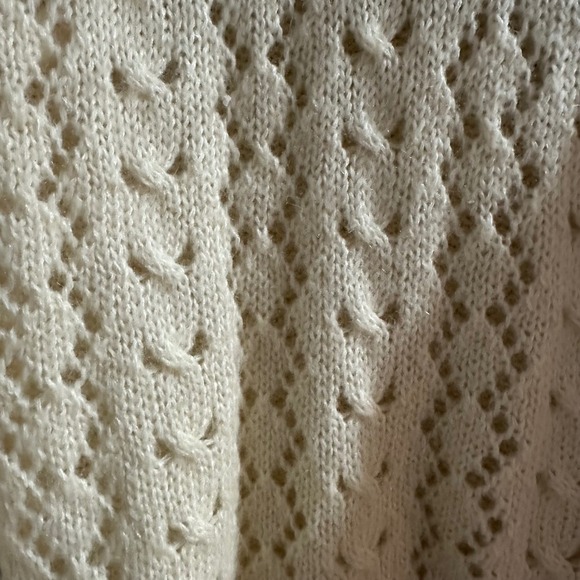 Vintage SK & Company Sweater Womens Medium Cream Mohair Wool Floral Embroidered - Picture 3 of 7